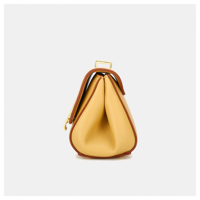 sacs bandoulière à rabat carré en cuir pu jaune avec serrure 