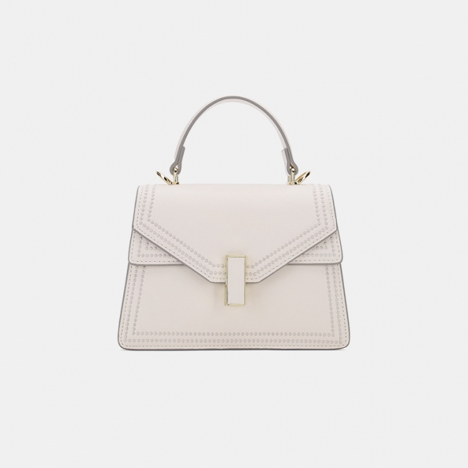 Classical White Vegan Leather Female Styling Custom Handbag