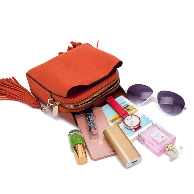 sac à bandoulière carré en cuir pu personnalisé pour petites filles avec pompon 