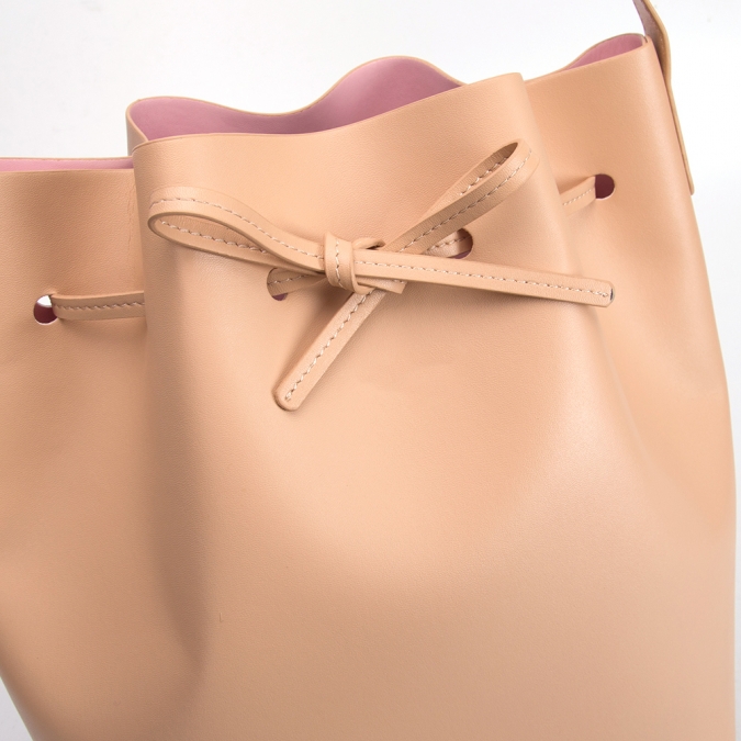 Fashion brand Beige PU leather bucket bag set 