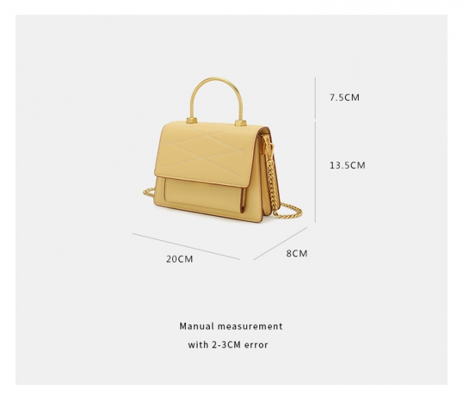 sacs à main de corps croisés de couleur jaune de la mode 2020 de coutume avec la poignée en métal 
