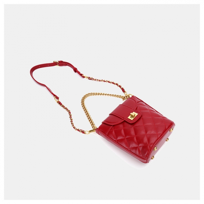 sac à main designer en cuir rouge sac seau sac à bandoulière chaîne 