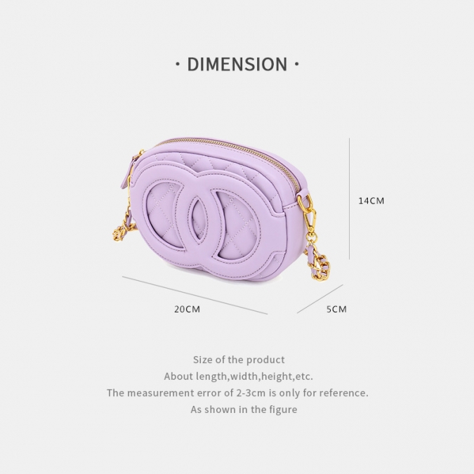 sac à bandoulière chaîne en cuir végétalien brodé de couleur violette de luxe de marque célèbre 